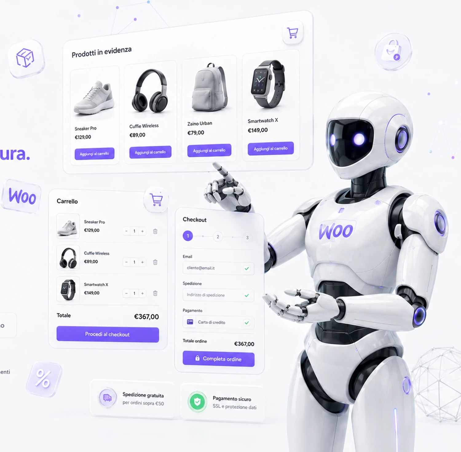 Anteprima hero della pagina servizio WooCommerce Custom