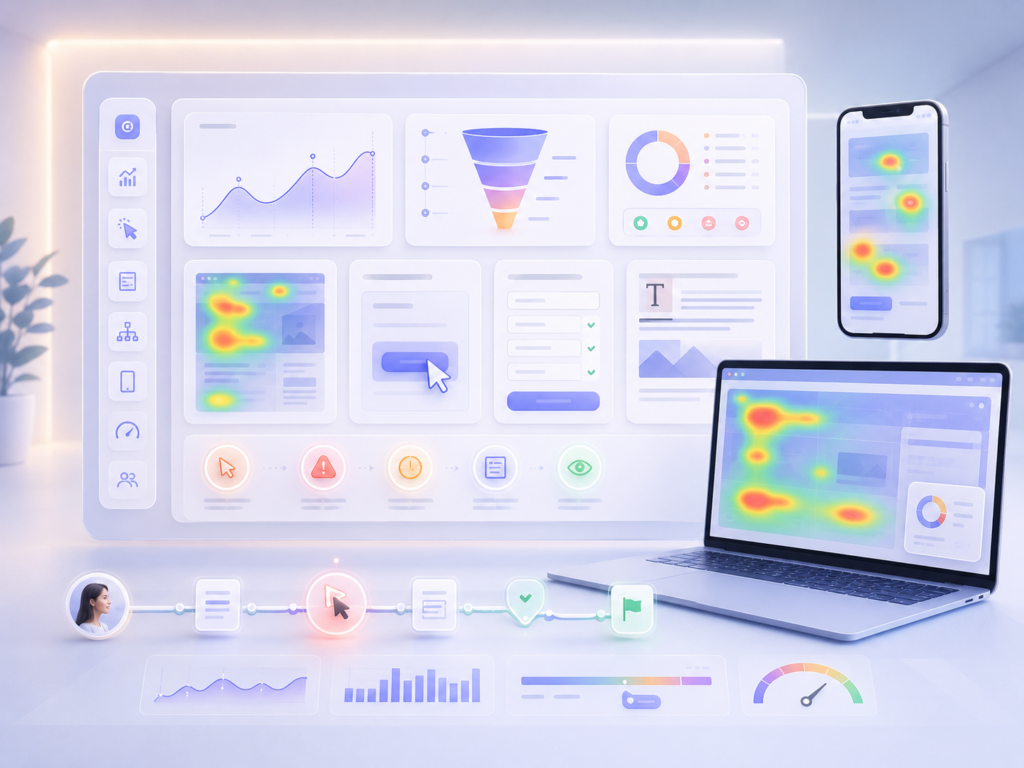 Analisi UX con heatmap e dati di conversione per sito web