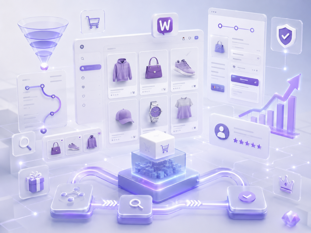 interfaccia futuristica per woocommerce e-commerce