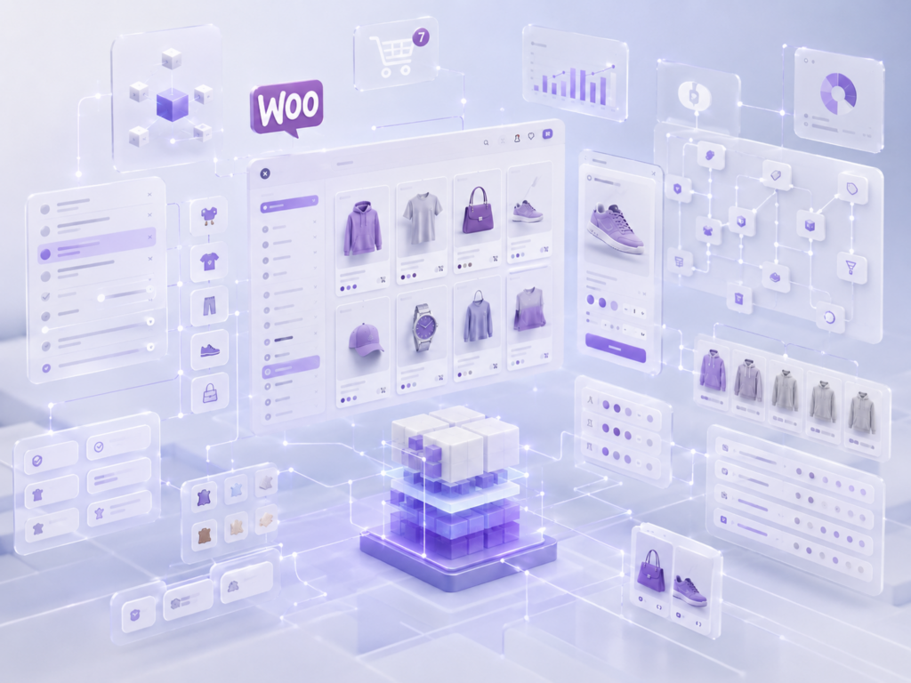 piattaforma woocommerce e commerce futuristica 3d